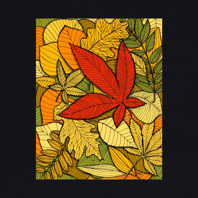 Autumn illustration with colorful fallen leaves by katerinamk